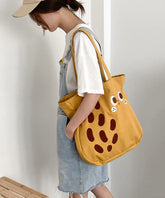 Cartoon Embroidered Drawstring Canvas Large Capacity Shoulder Bag SX1029